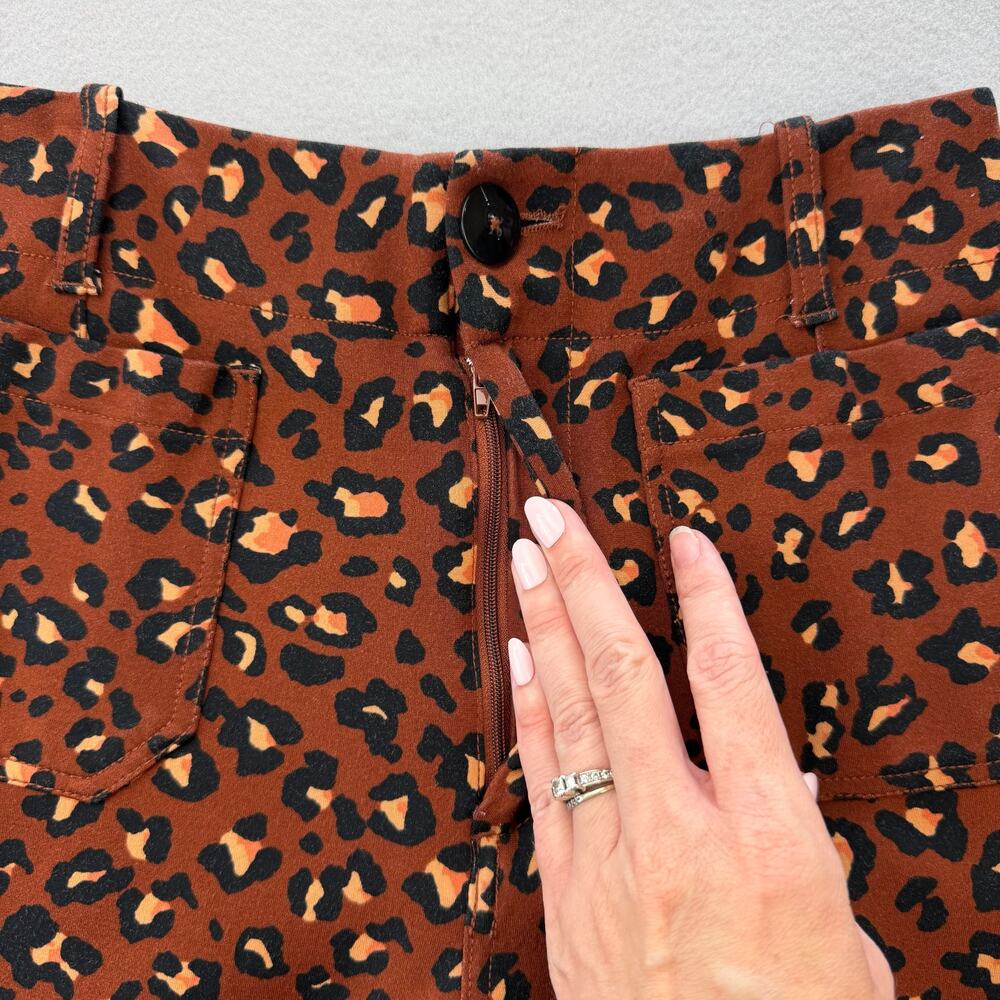 Anthropologie Maeve The Colette Brown Leopard Spotted High Rise Ponte Pants - Picture 5 of 9
